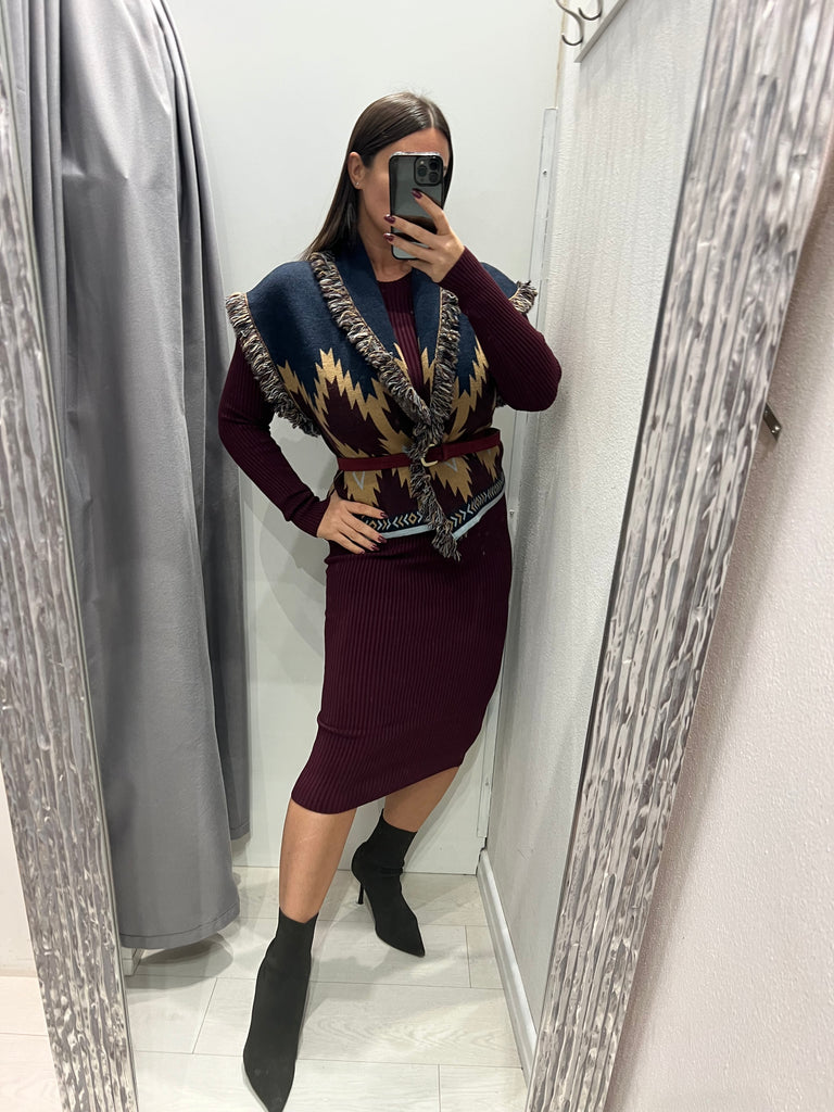 KONTATTO•Abito lungo in maglia a coste•Più colori