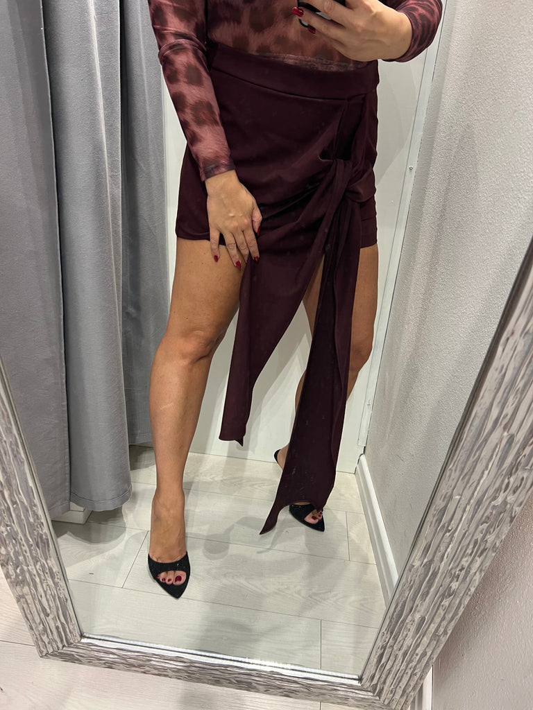 LUMINA•Gonna pantaloncino Bordeaux drappo