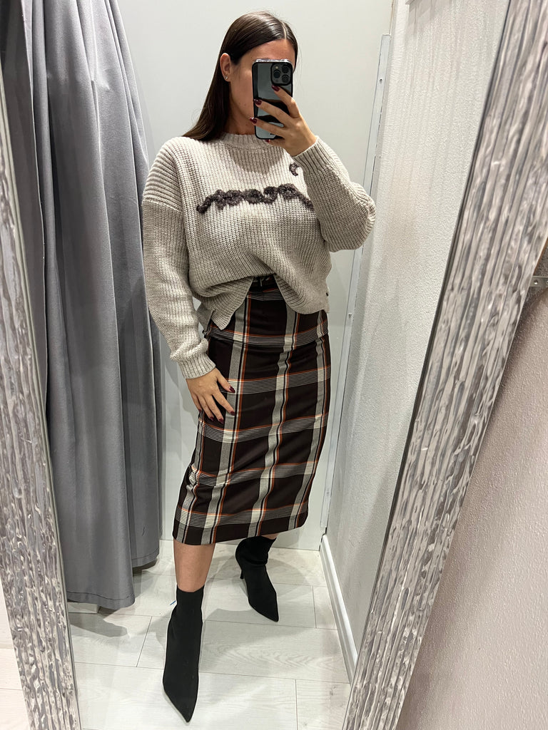 Souvenir•Gonna matita check moro/panna/zucca