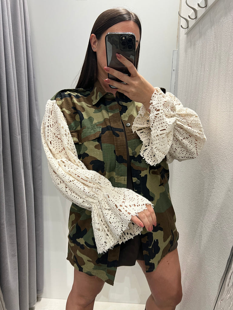 HaveOne•Sahariana camouflage maniche crochet