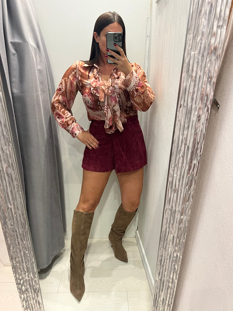 LUMINA•Gonna pantaloncino velluto•Bordeaux