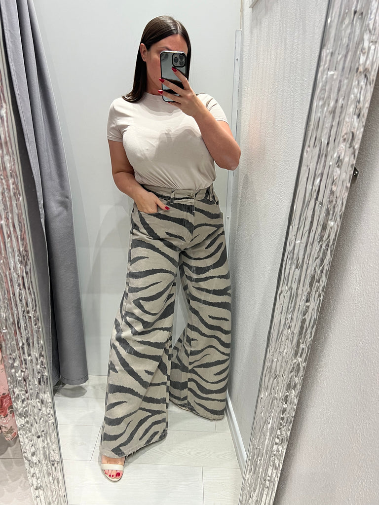 ViCOLO•Jeans palazzo Myrta zebrato