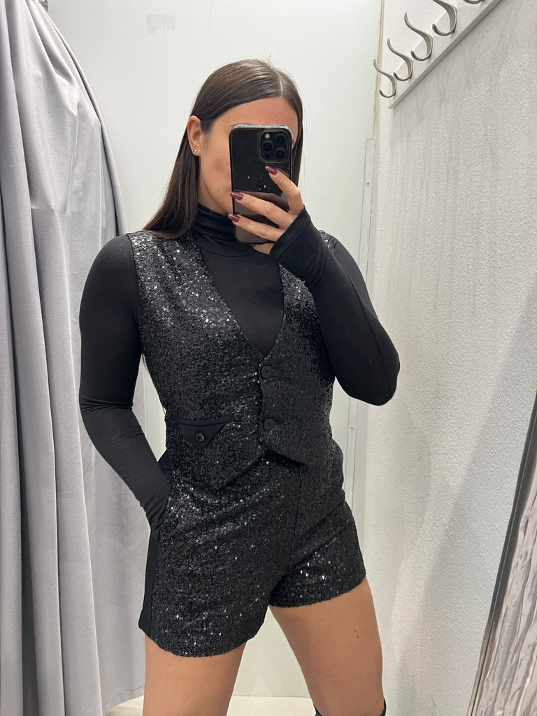 IMPERIAL•Gilet paillettes retro tessuto