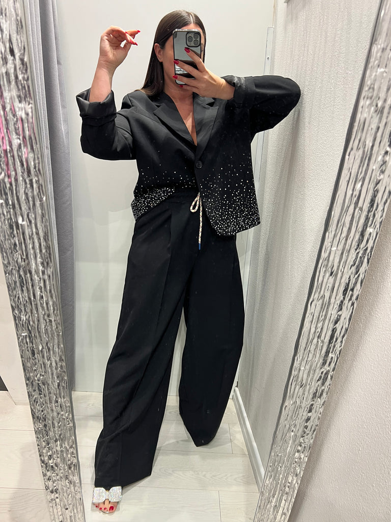 ViCOLO•Pantalone palazzo coulisse nero