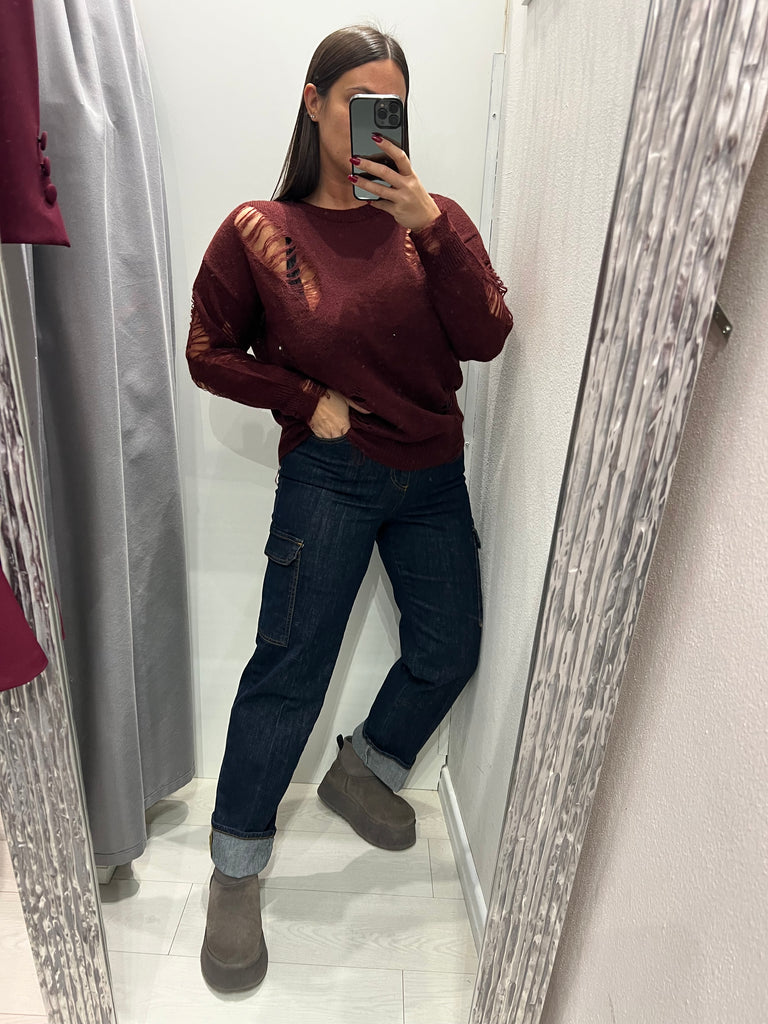 🚨KONTATTO•Maglione lungo con rotture•Più colori