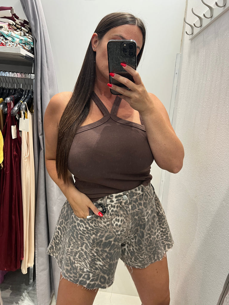 🚨HaveOne•Canotta top costine scollo americana FIF•Più colori