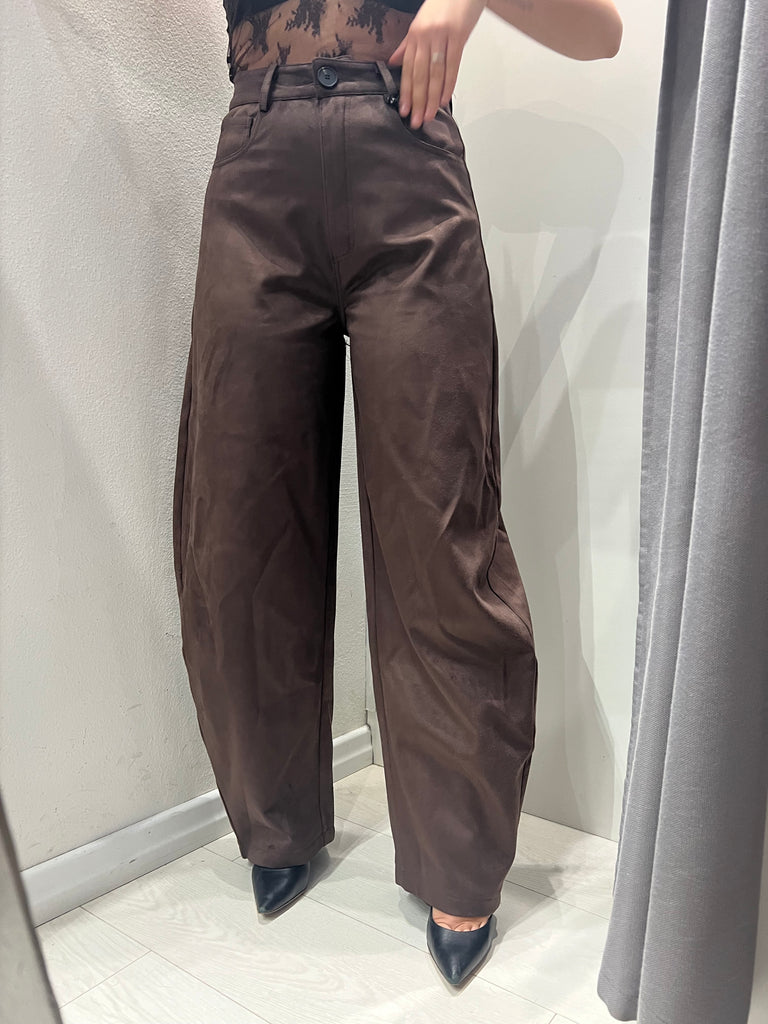 LUMINA•Pantalone scamosciato moro