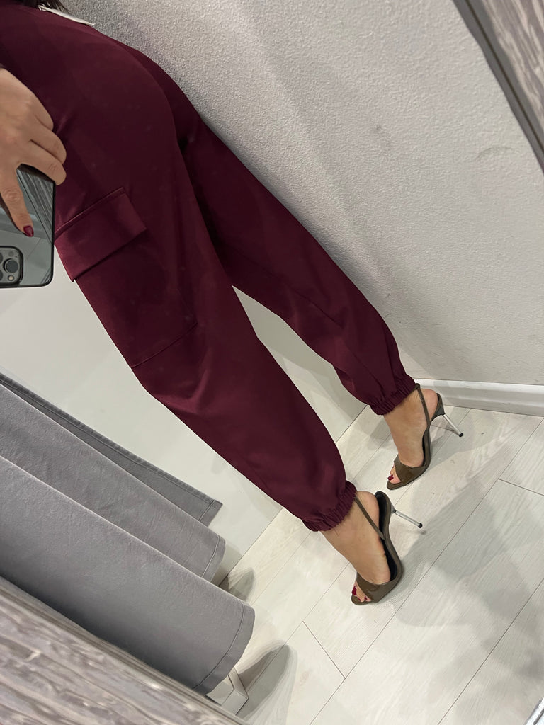 ViCOLO•Pantalone jogger cargo bordeaux