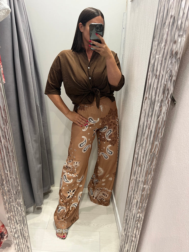 MSS💥HaveOne•Pantalone palazzo stampa bandana arachide