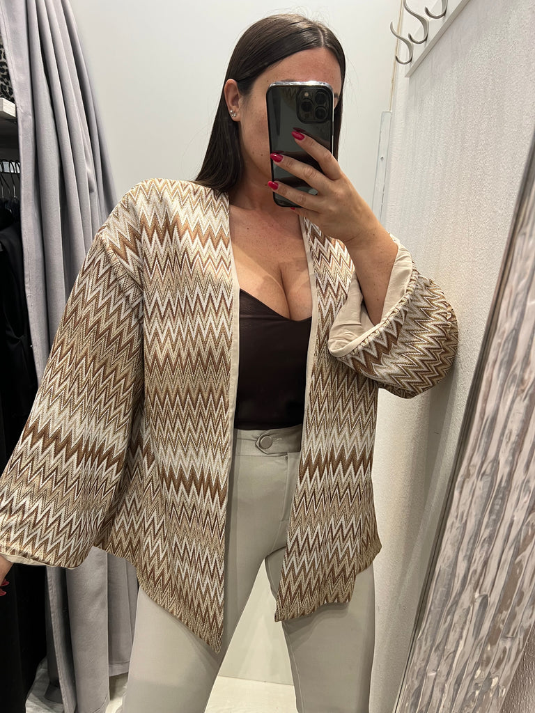 MSS💥HaveOne•Kimono cardigan lurex zig-zag