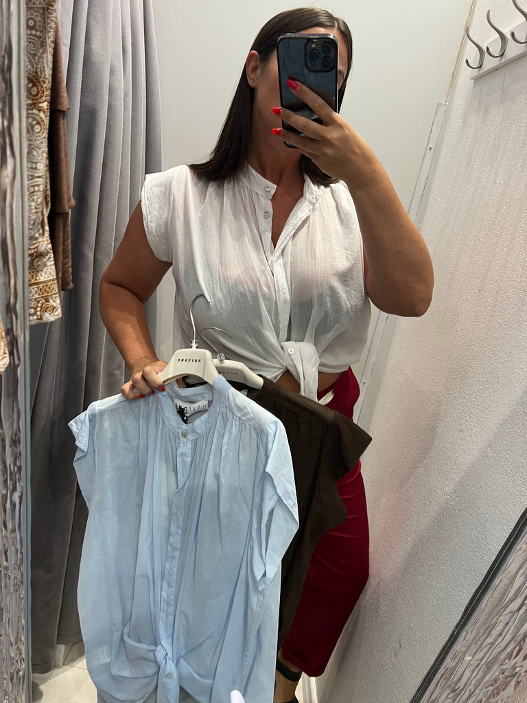 🚨HaveOne•Camicia alette in mussola bianco