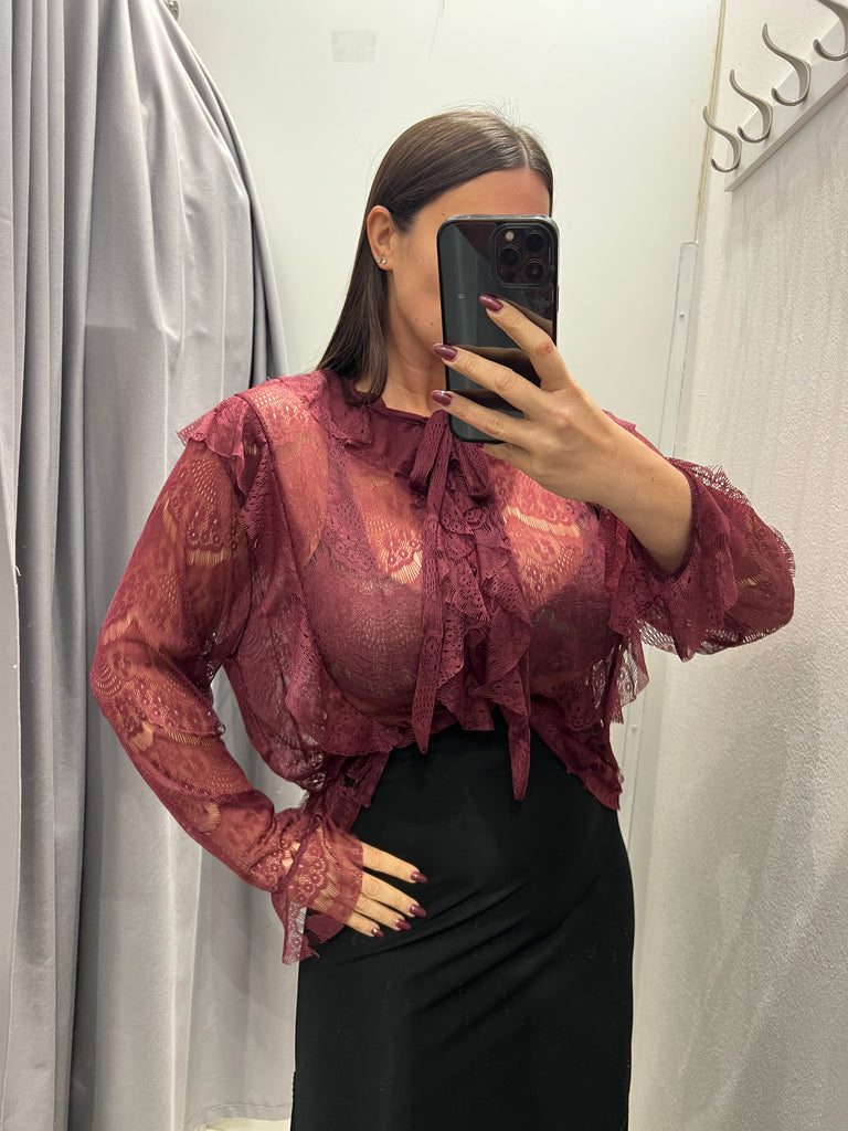 BLK30 LUMINA•Camicia pizzo color cipolla