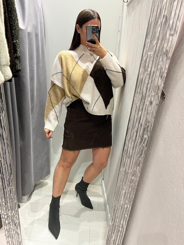 HaveOne•Gonna costina di velluto Moro