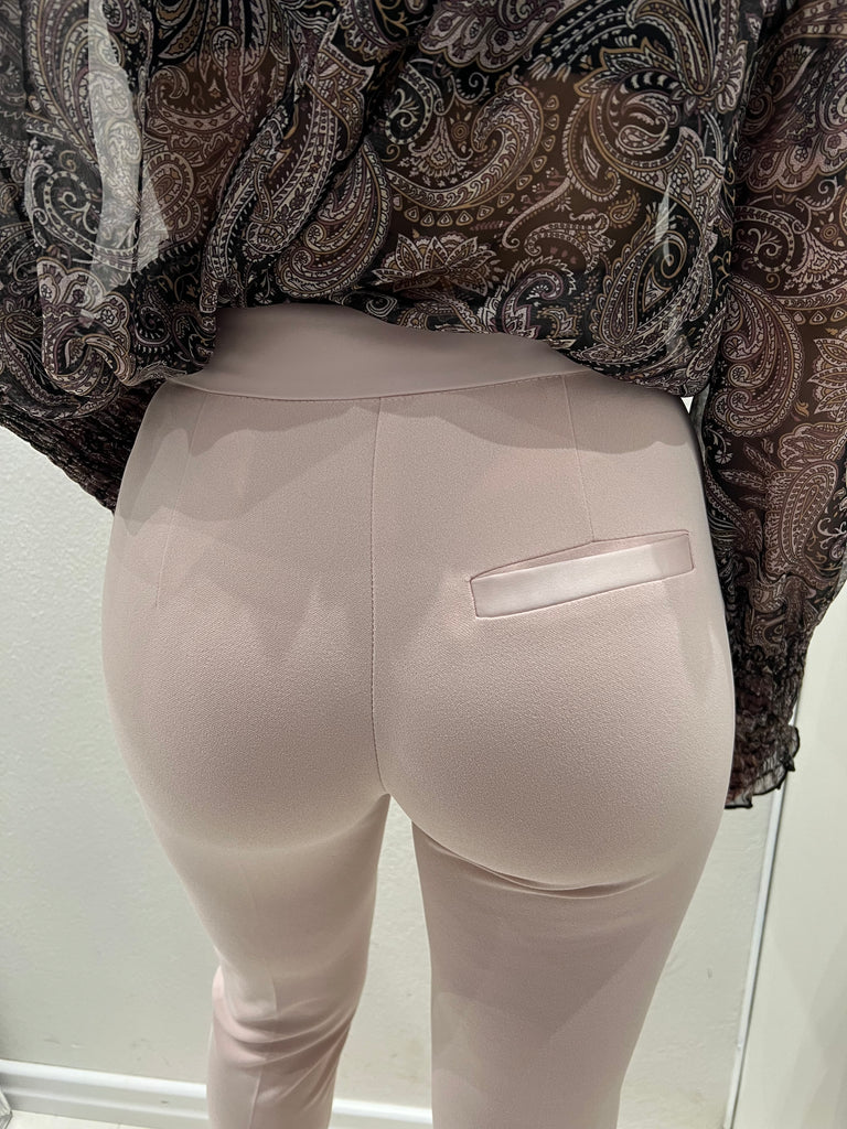 IMPERIAL•Pantalone cipria candy a sigaretta con fascia raso in vita