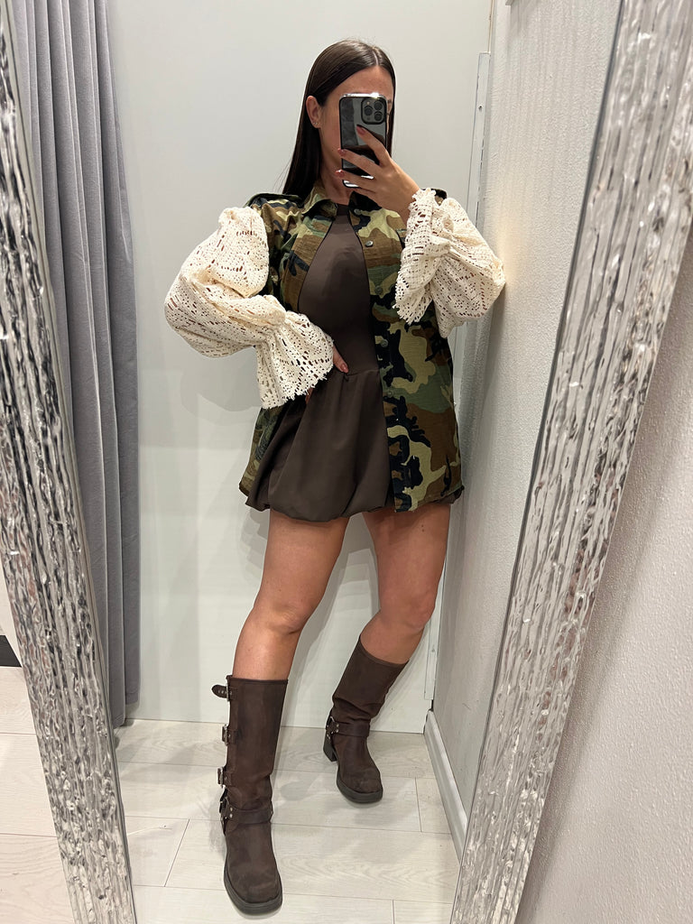 HaveOne•Sahariana camouflage maniche crochet