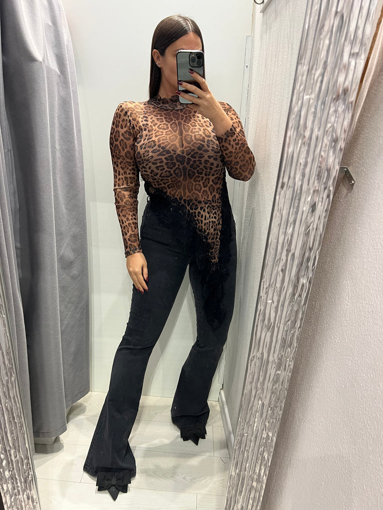 LUMINA•Maglia maculata asimmetrica pizzo