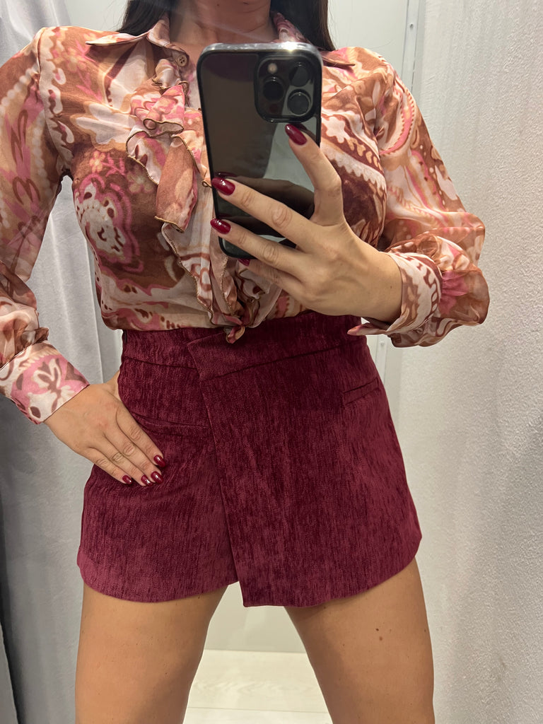 LUMINA•Gonna pantaloncino velluto•Bordeaux