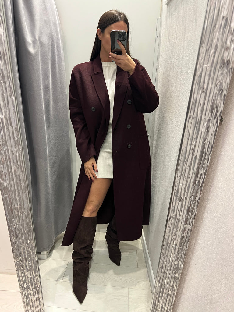 ViCOLO•Cappotto lana doppiopetto tasche applicate Bordeaux