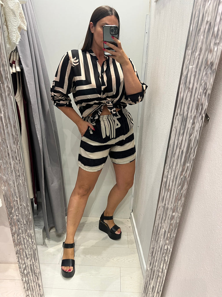 MSS💥HaveOne•Camicia coreana stampa geometrica etnica