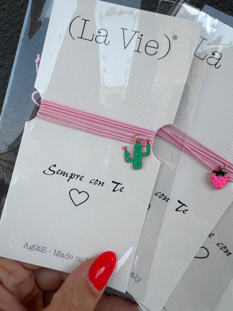 La Vie•Collana chocker/bracciale/cavigliera rosa con charm•Scegli il tuo charm!