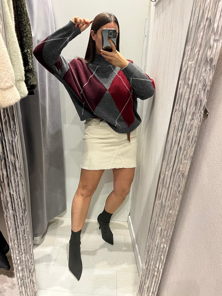 Philia Loft•Maglione lupetto ampio rombi•Più colori