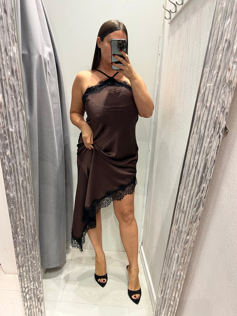 HaveOne•Abitino lingerie asimmetrico moro pizzo
