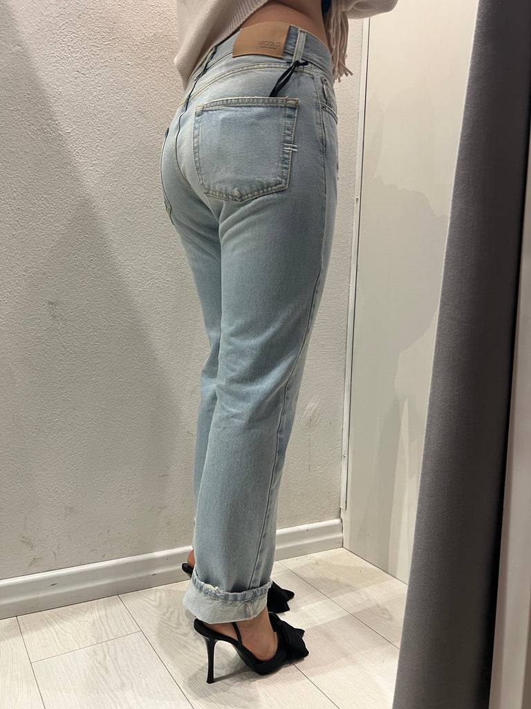 ViCOLO•Jeans Zoe bottoni gioiello lavaggio chiaro