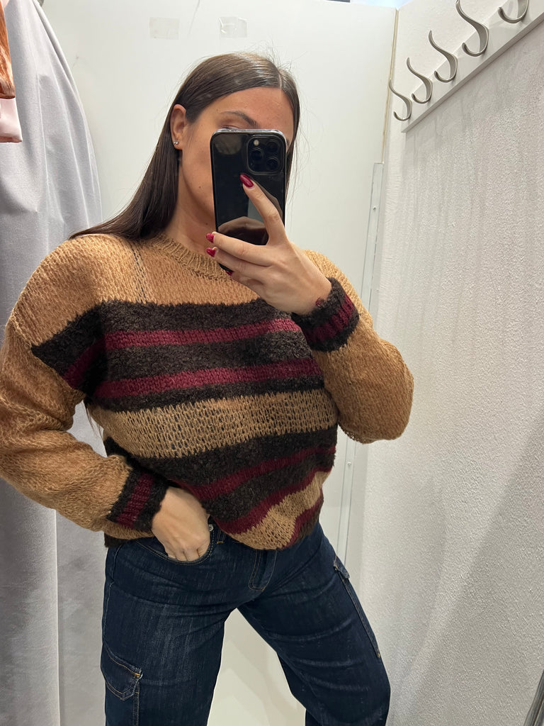 🚨KONTATTO•Maglione fasce effetto traforato•Più colori