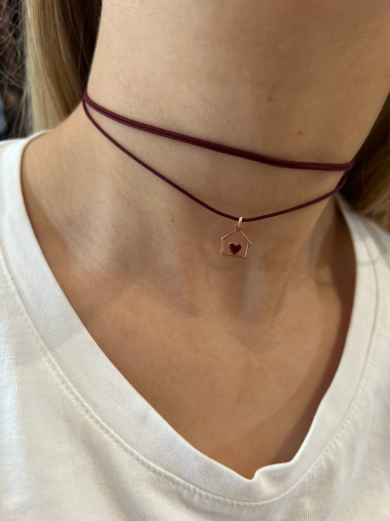 La Vie•Collana chocker/bracciale/cavigliera burgundy con charm•Scegli il tuo charm!