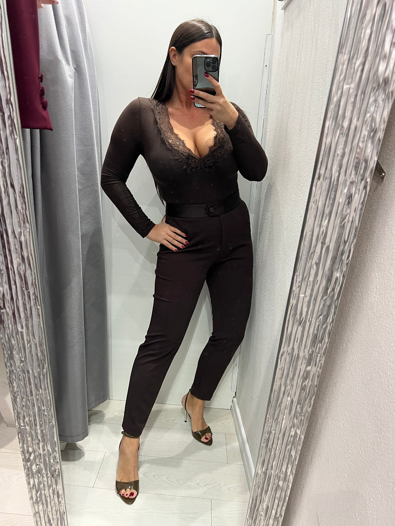 LUMINA•Body moro cashmere touch scollo V pizzo