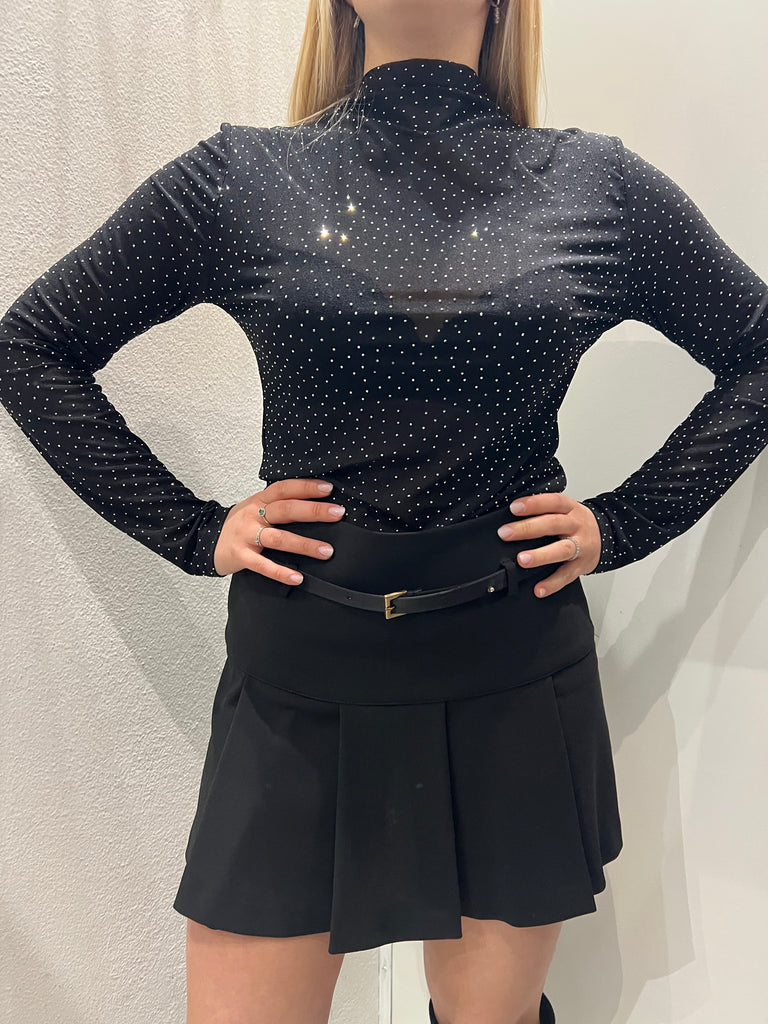 IMPERIAL•Gonna con pieghe e cinturina•Nero