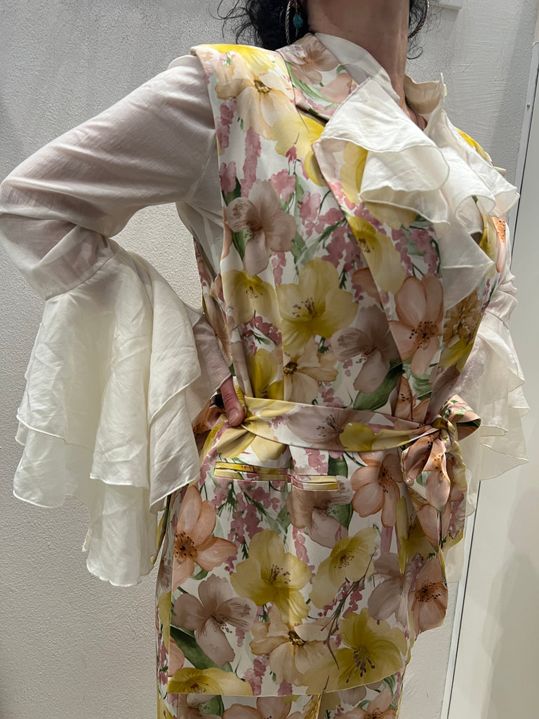 HaveOne•Gilet floreale con fusciacca