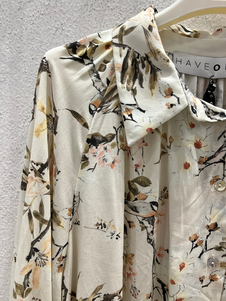 HaveOne•Camicia manica palloncino stampa Nature