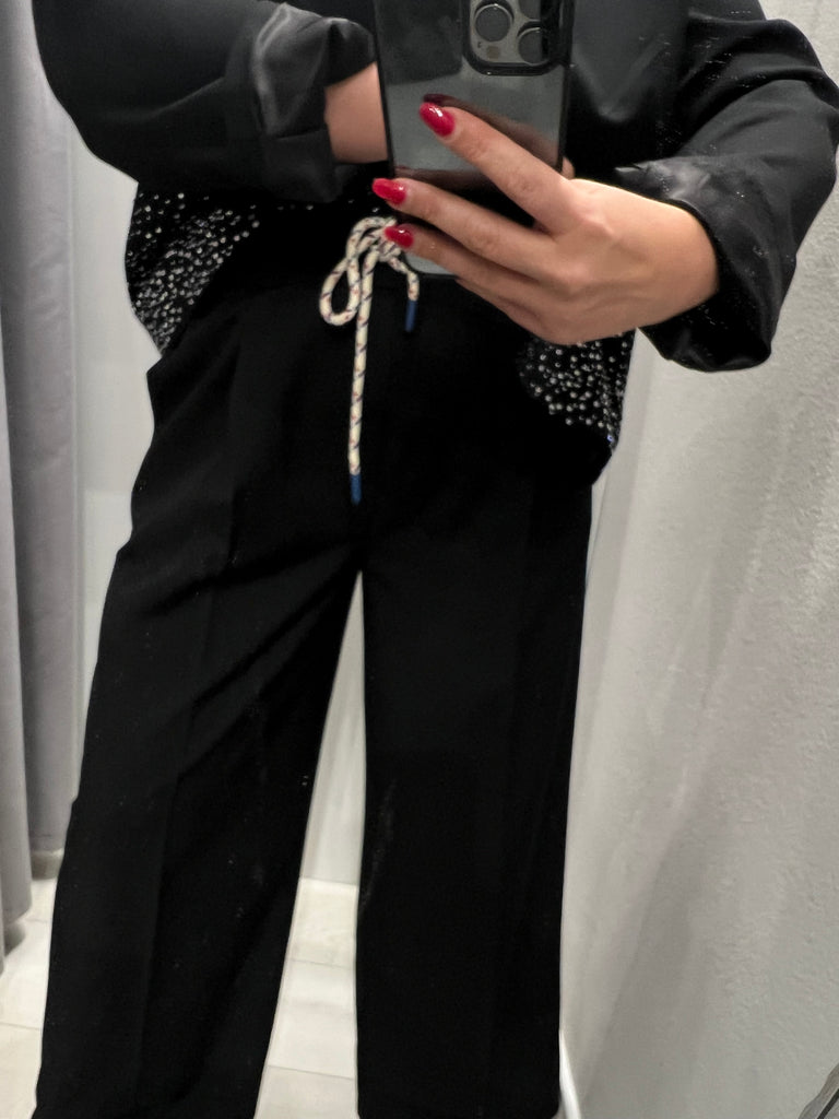 ViCOLO•Pantalone palazzo coulisse nero