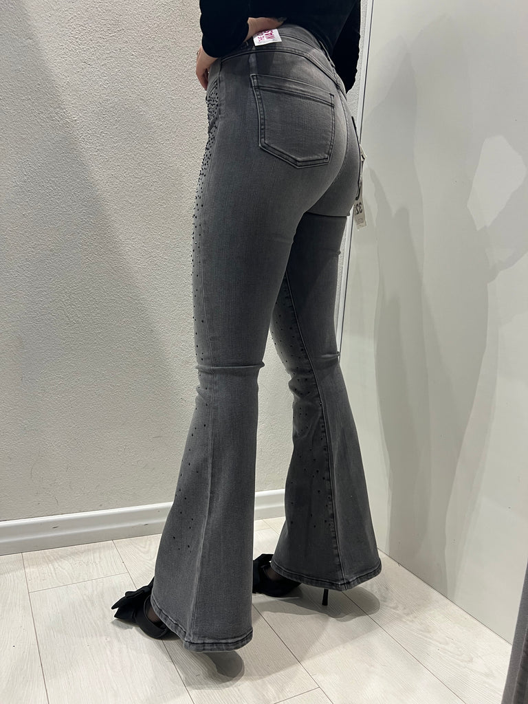 ViCOLO•Jeans Gisele grigio con microstrass