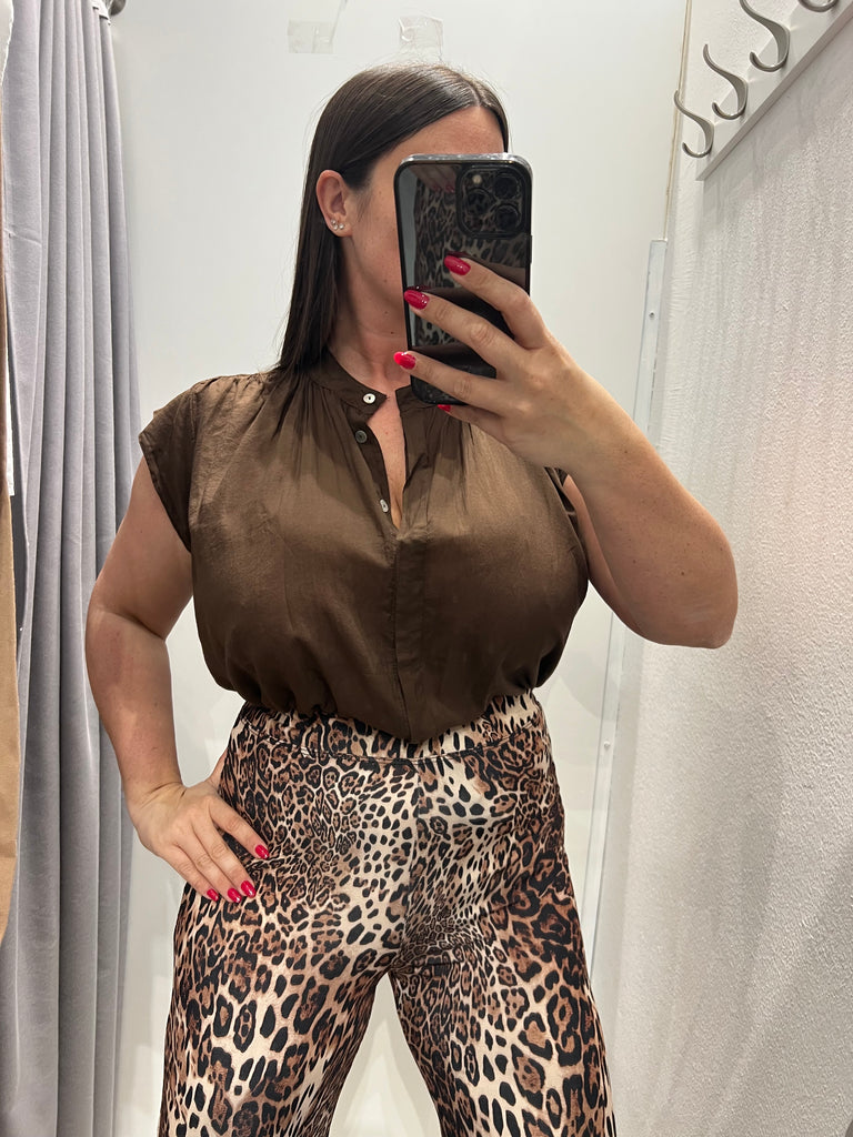 🚨HaveOne•Camicia alette in mussola cioccolato