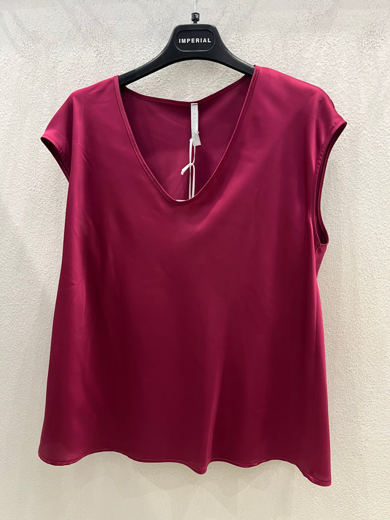 💚IMPERIAL•Maglia satin magenta scollo V