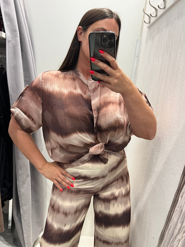 🚨HaveOne•Camicia coreana stampa sfumata moro/mogano