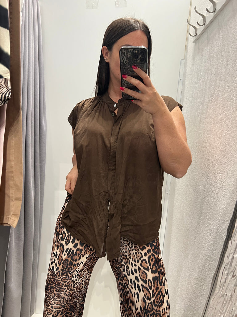 🚨HaveOne•Camicia alette in mussola cioccolato