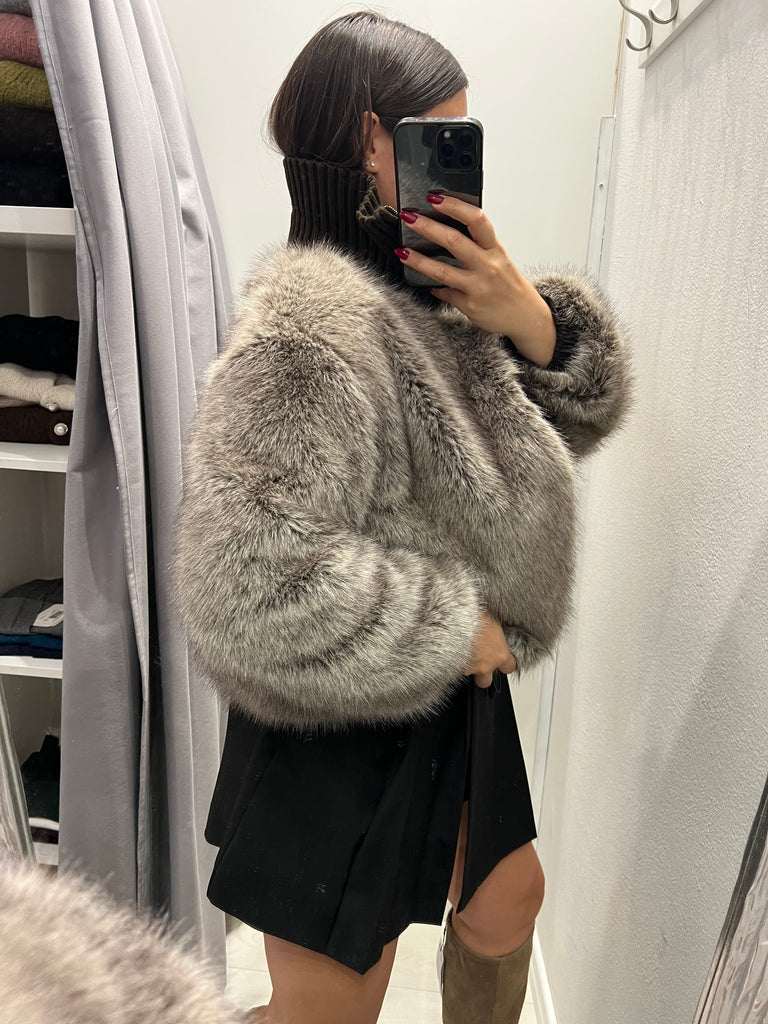 Philia Loft•Bomber in ecopelliccia collo in maglia