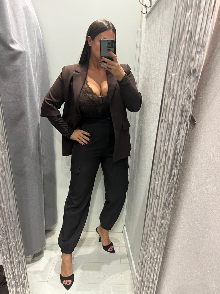 ViCOLO•Pantalone jogger cargo testa di moro