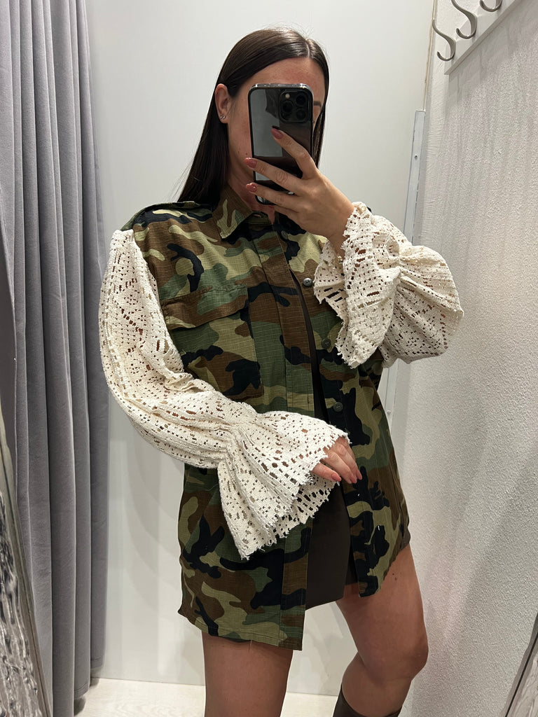 HaveOne•Sahariana camouflage maniche crochet