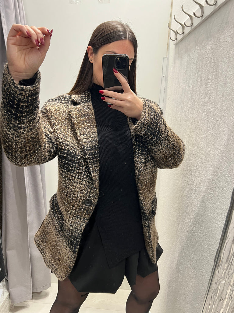 HaveOne•Giacca over effetto tweed