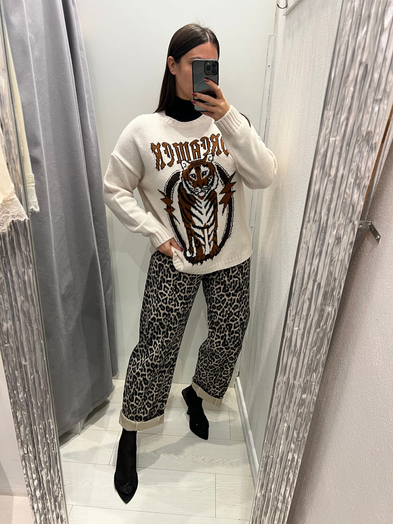 HaveOne•Pantalone maculato gamba dritta