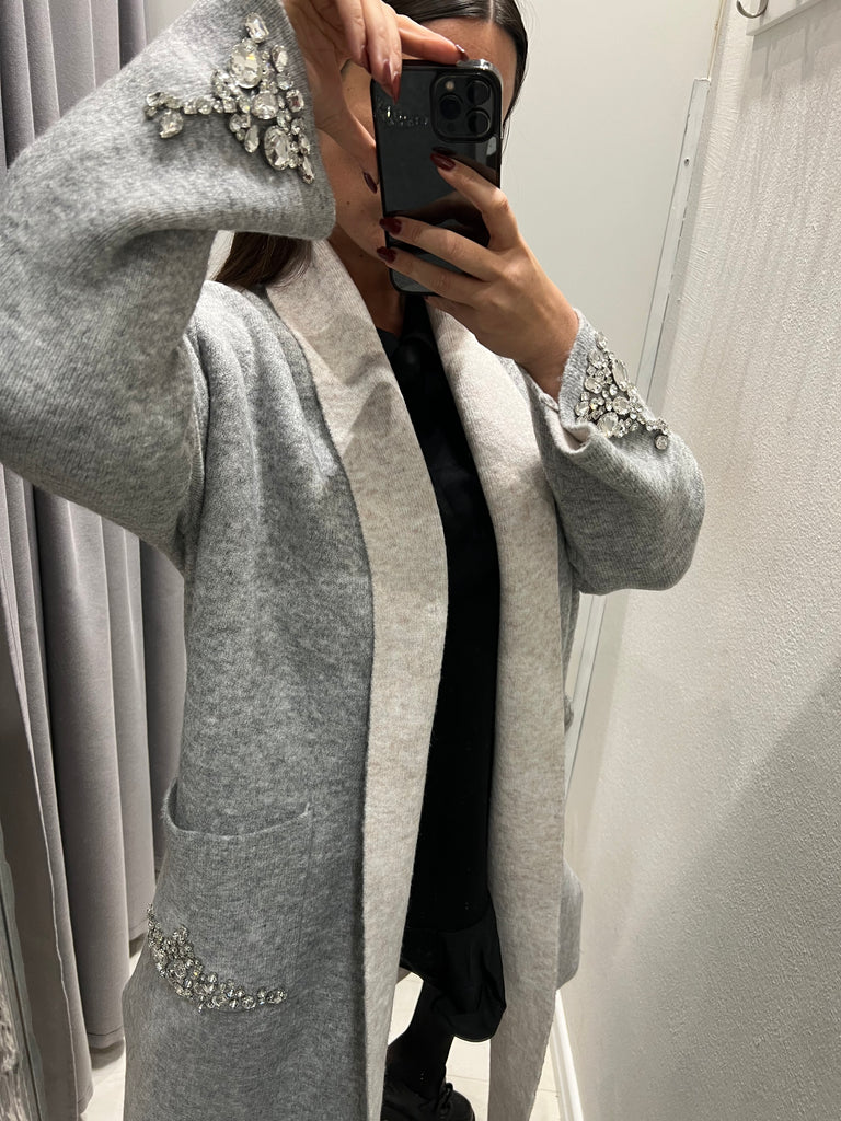 ViCOLO•Cardigan coat in maglia applicazioni strass