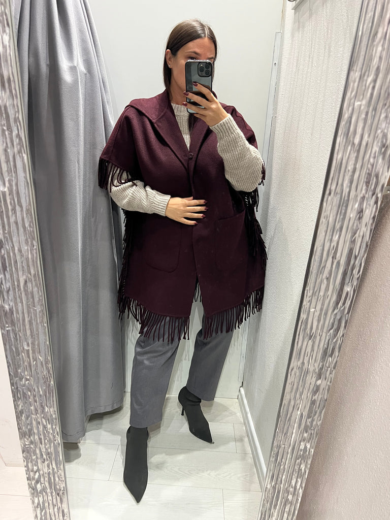 ViCOLO•Cappotto mantella Hand Made con frange•Più colori