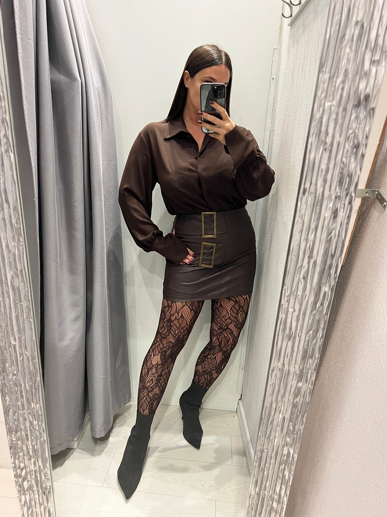 BLK30 HaveOne•Gonna ecopelle moro con fibbie