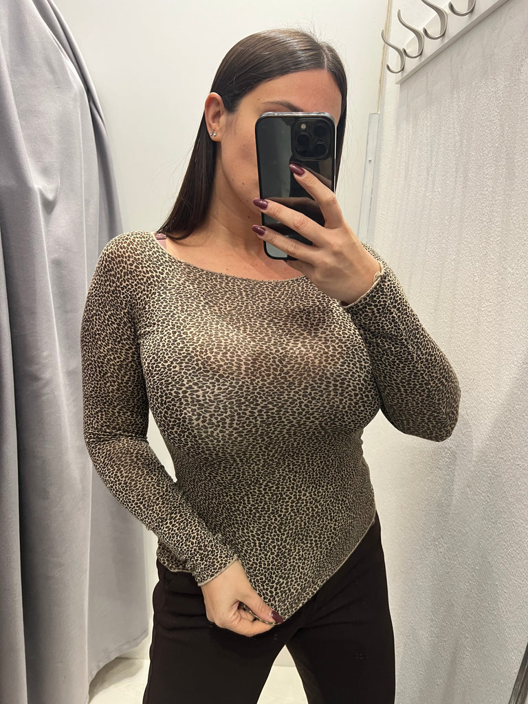 Susy Mix•Maglia scollo barca animalier