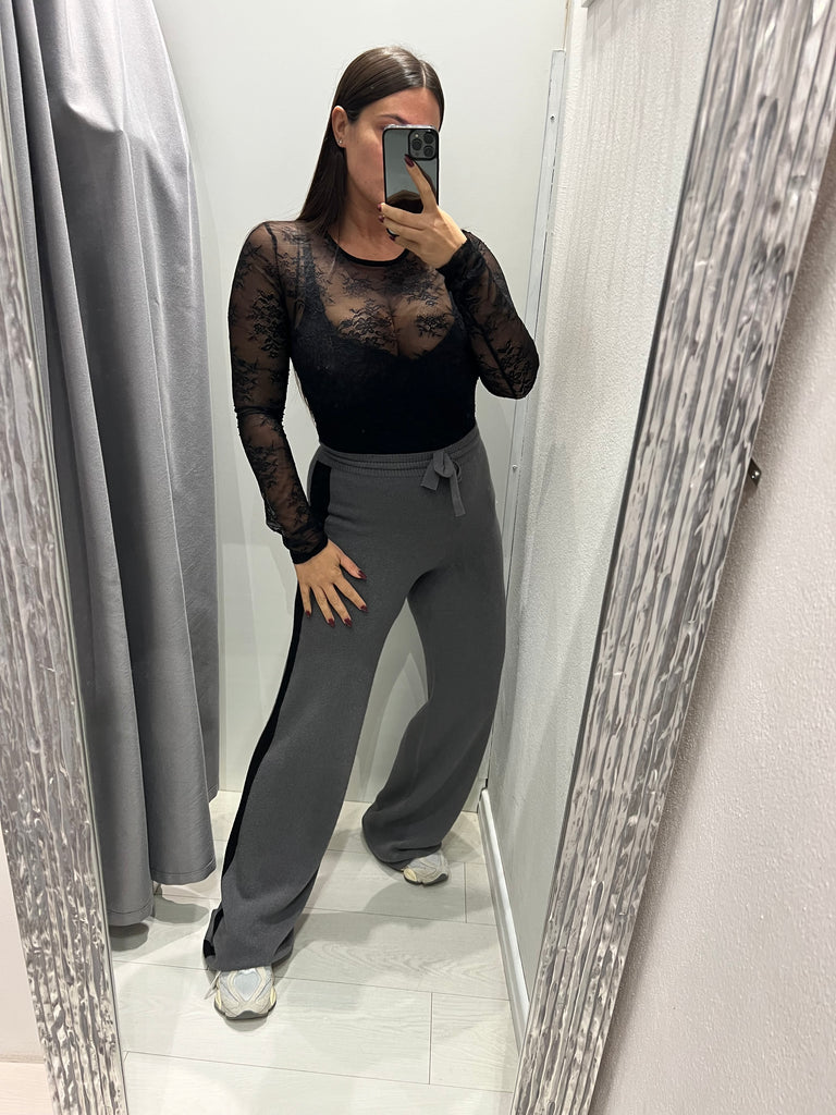 KONTATTO•Pantalone Softy in maglia banda nera•Più colori