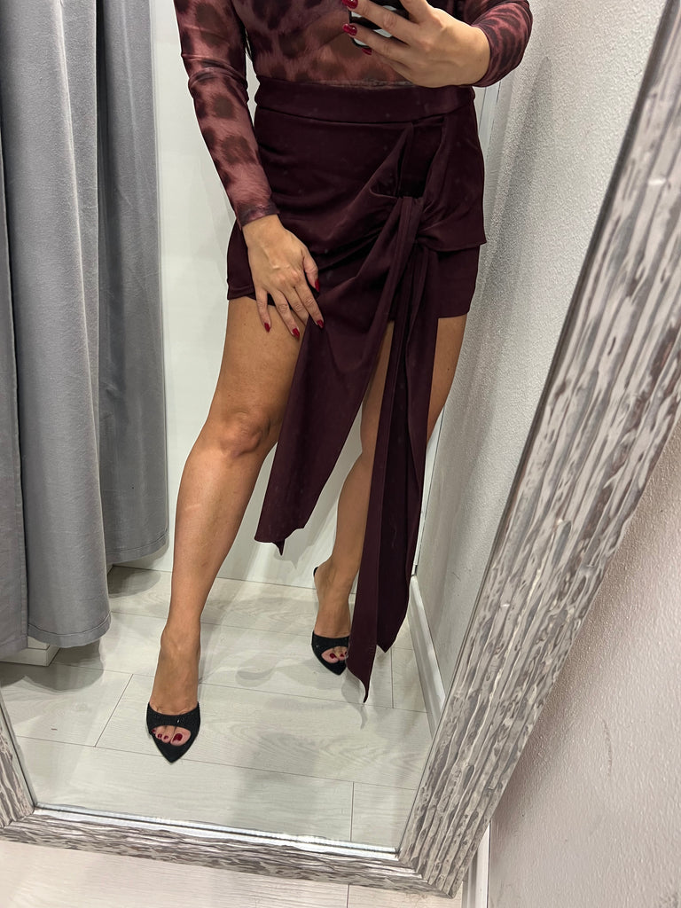 LUMINA•Gonna pantaloncino Bordeaux drappo